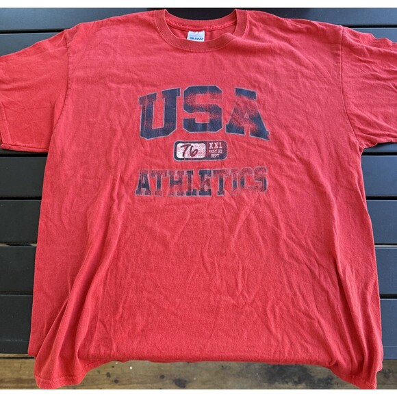 BIG & TALL USA Athletics Red Distressed Graphics Size XL GUC - Picture 1 of 7